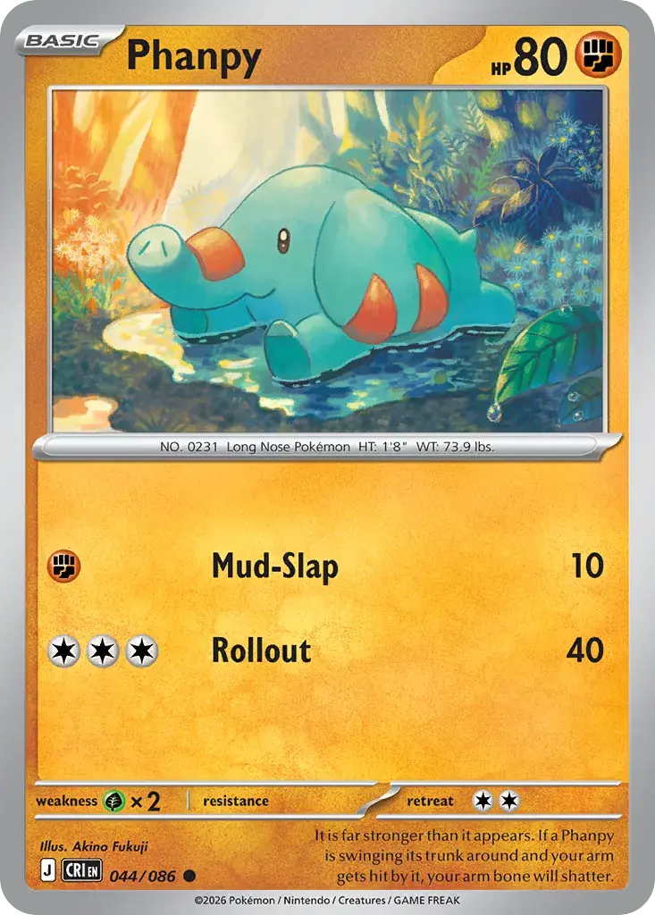 Phanpy Chaos Rising Pokemon card