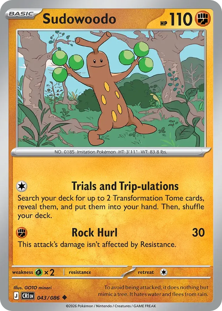 Sudowoodo Chaos Rising Pokemon card