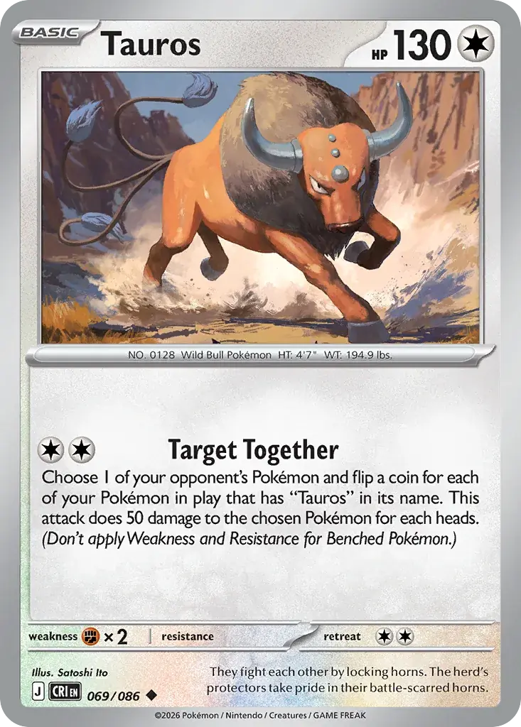 Tauros Chaos Rising Pokemon card