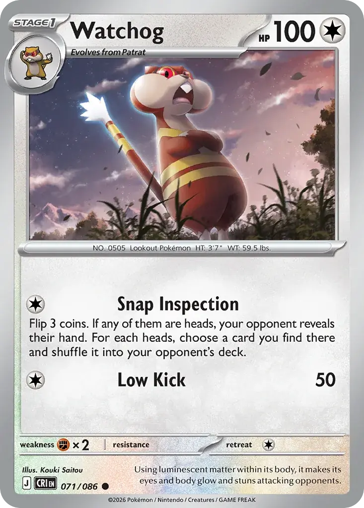 Watchog Chaos Rising Pokemon card