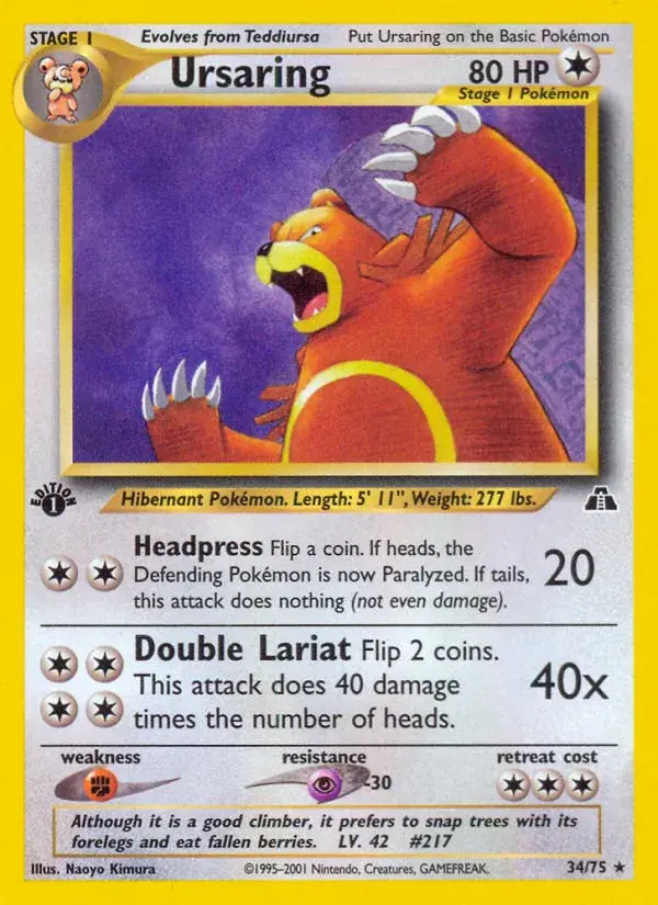 Ursaring Neo Discovery Pokemon card