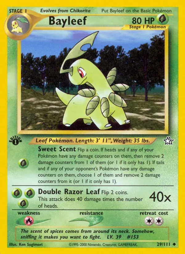 Bayleef Neo Genesis Pokemon card