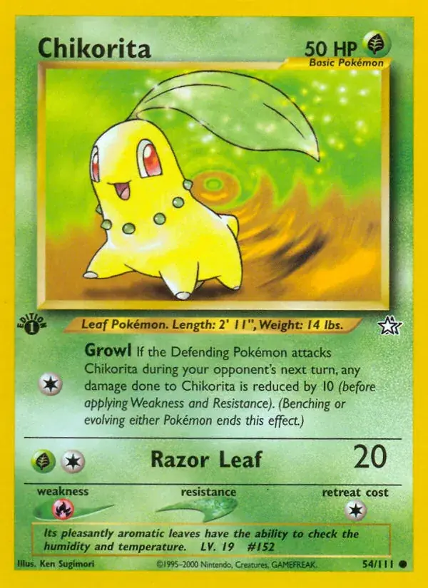 Chikorita Neo Genesis Pokemon card