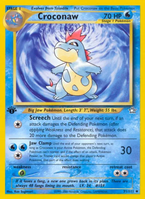 Croconaw Neo Genesis Pokemon card