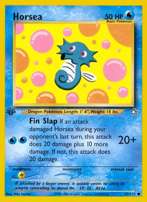 Horsea Neo Genesis Pokemon card