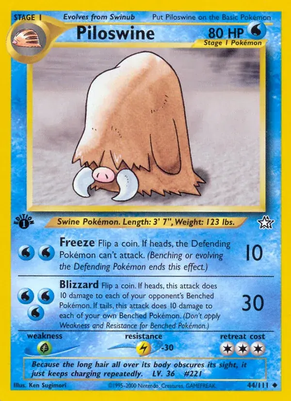 Piloswine Neo Genesis Pokemon card