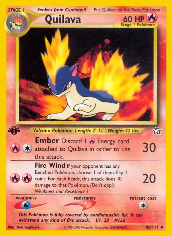 Quilava Neo Genesis Pokemon card