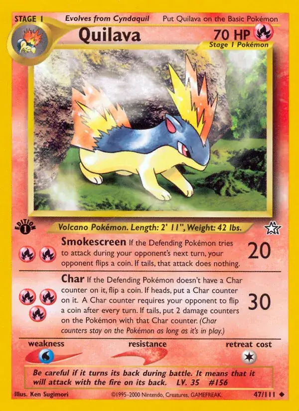 Quilava Neo Genesis Pokemon card