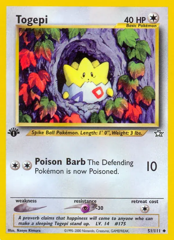Togepi Neo Genesis Pokemon card