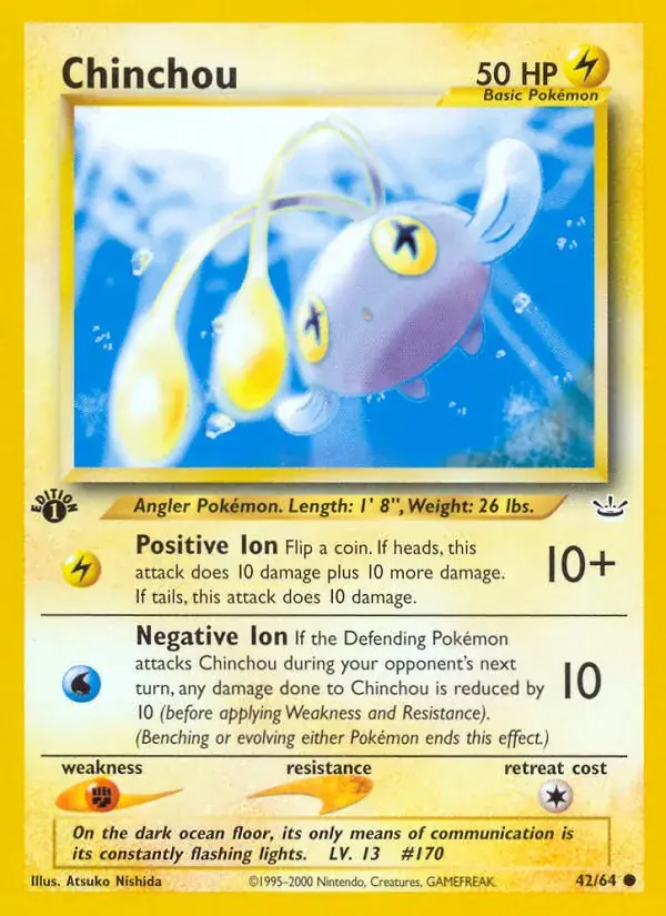 Chinchou Neo Revelation Pokemon card