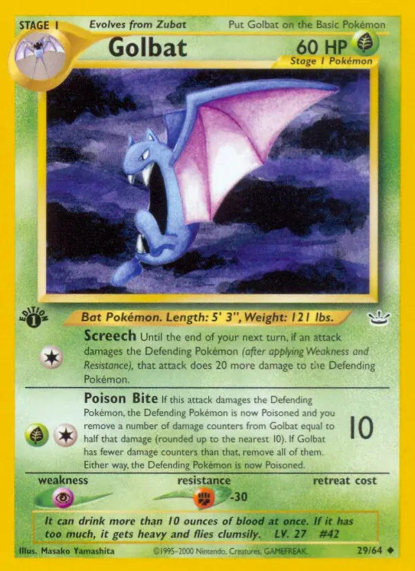 Golbat Neo Revelation Pokemon card