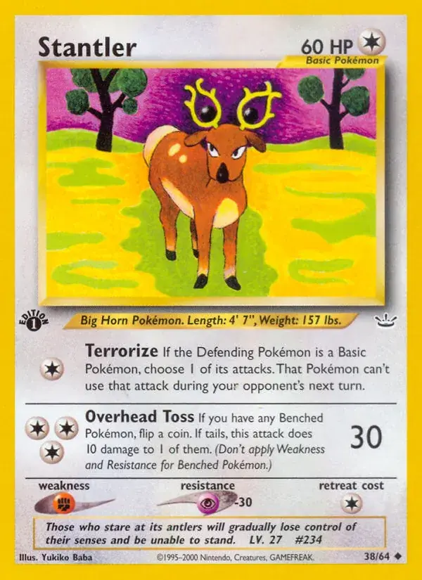 Stantler Neo Revelation Pokemon card