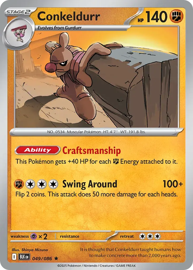 Conkeldurr Black Bolt Pokemon card