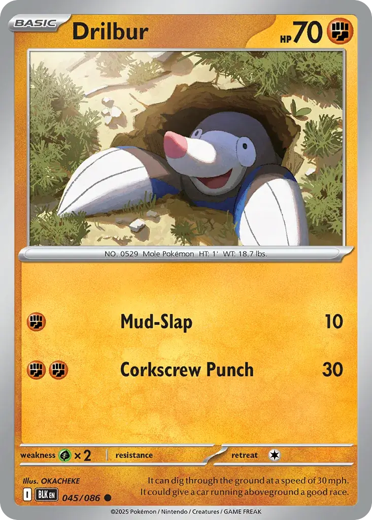 Drilbur Black Bolt Pokemon card