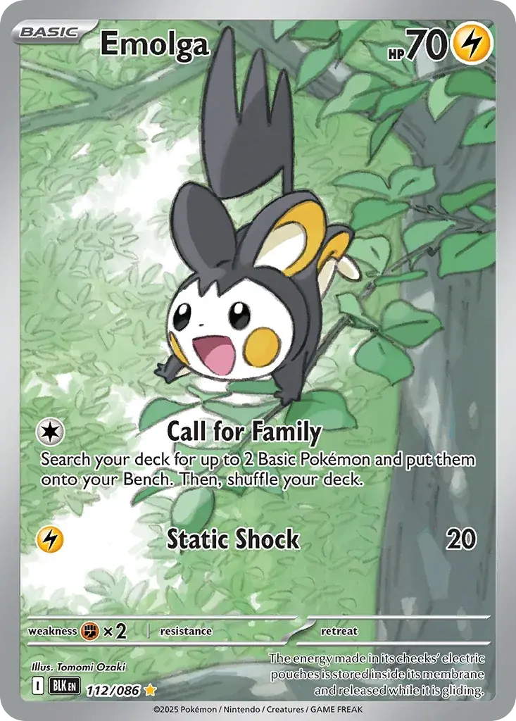Emolga Black Bolt Pokemon card