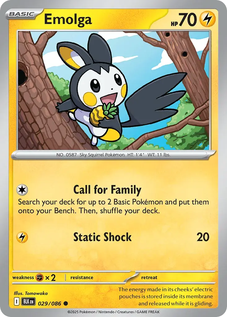Emolga Black Bolt Pokemon card