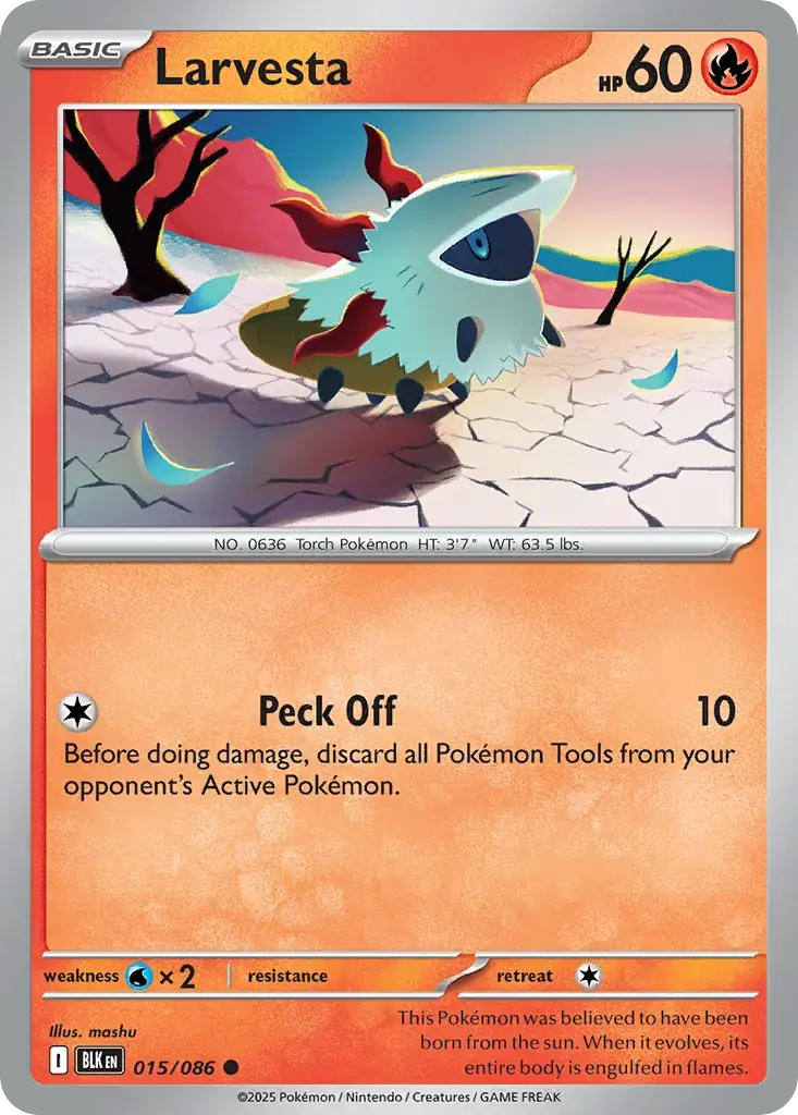 Larvesta Black Bolt Pokemon card
