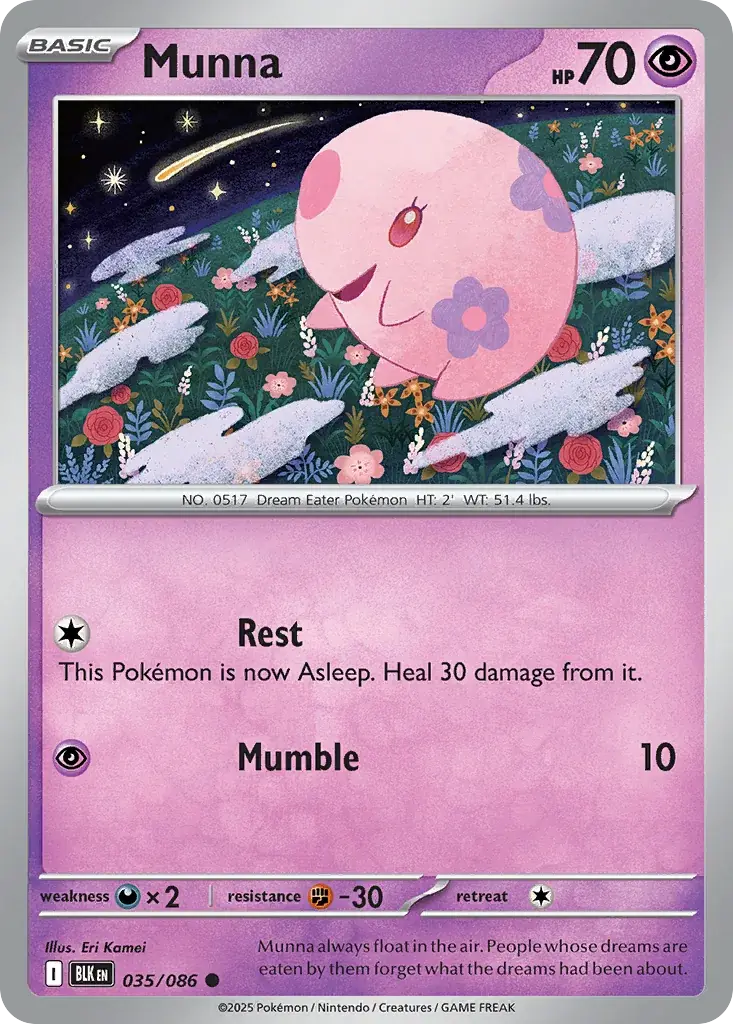 Munna Black Bolt Pokemon card