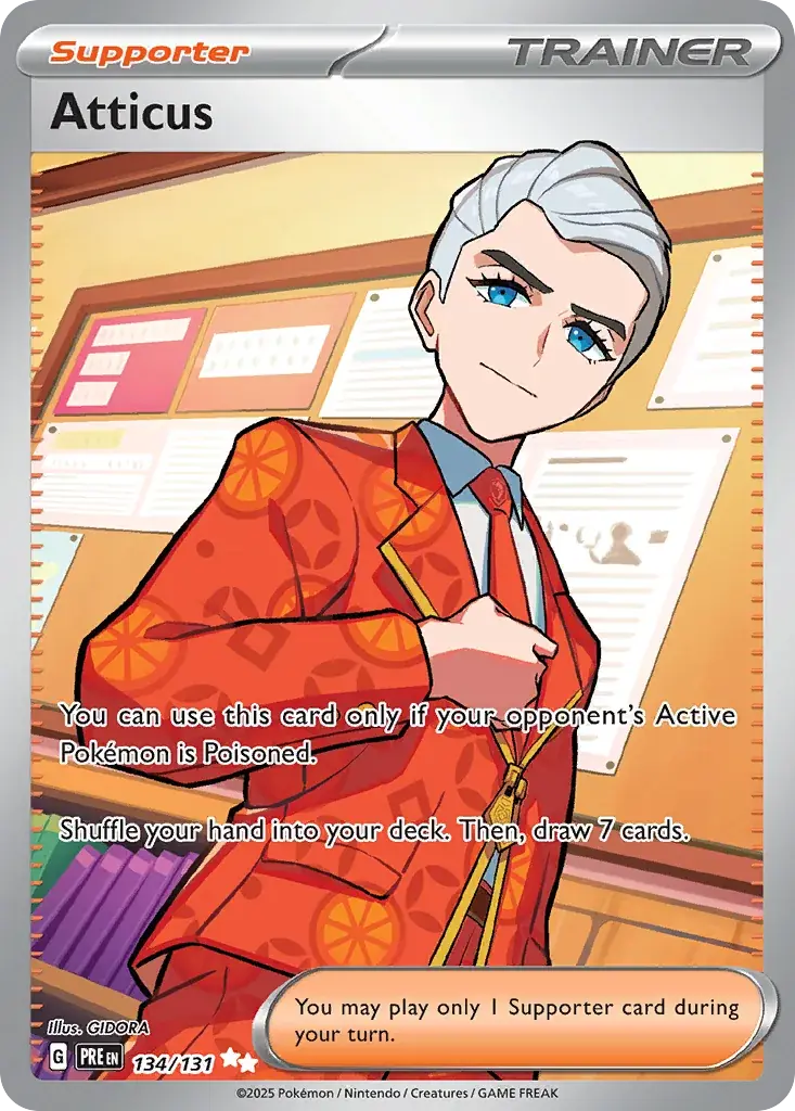 Atticus Prismatic Evolutions Pokemon card