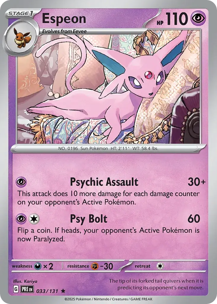 Espeon Prismatic Evolutions Pokemon card