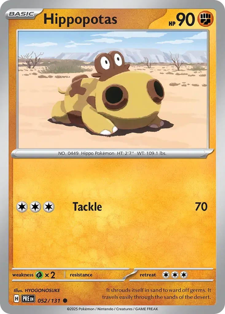 Hippopotas Prismatic Evolutions Pokemon card