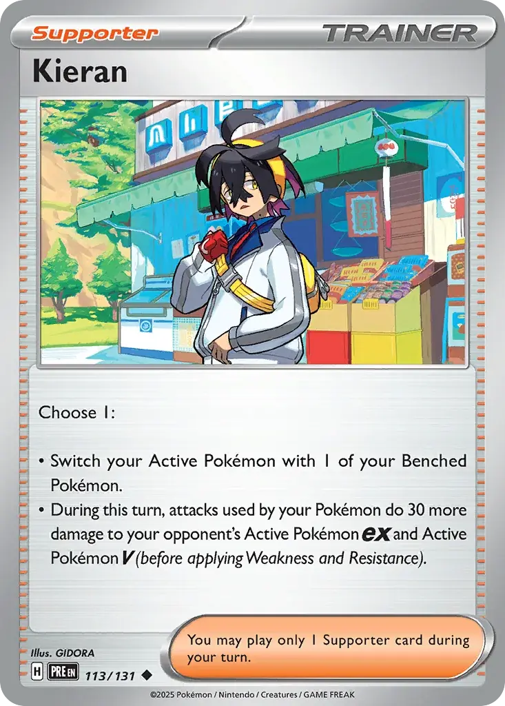 Kieran Prismatic Evolutions Pokemon card