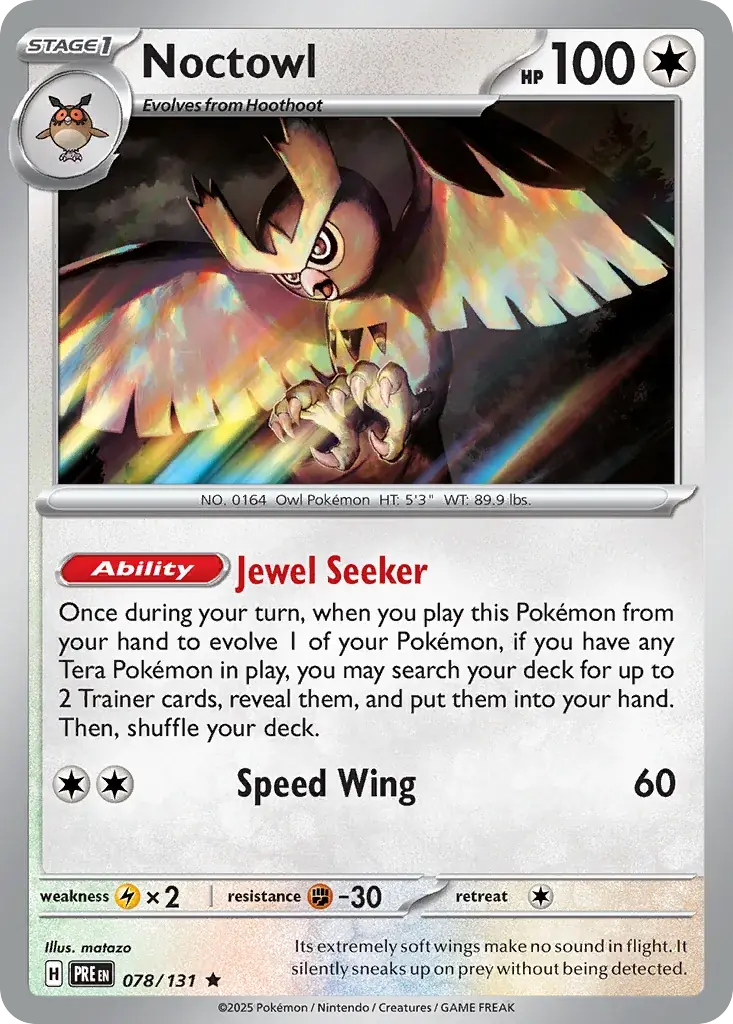 Noctowl Prismatic Evolutions Pokemon card