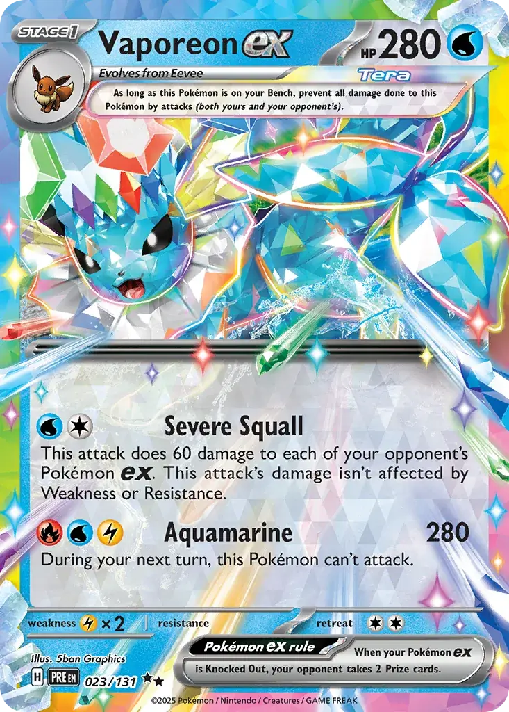 Vaporeon ex Prismatic Evolutions Pokemon card