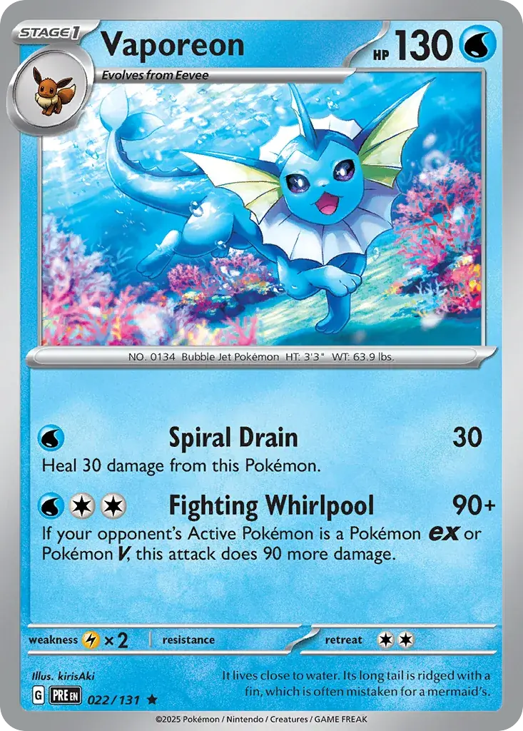 Vaporeon Prismatic Evolutions Pokemon card