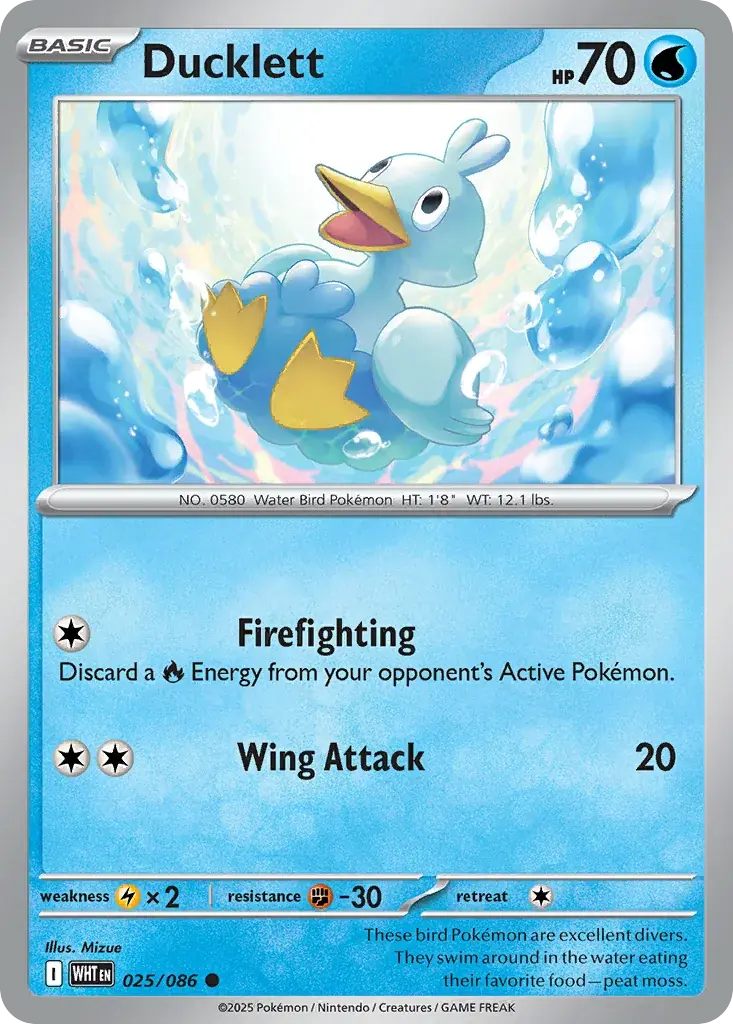 Ducklett White Flare Pokemon card