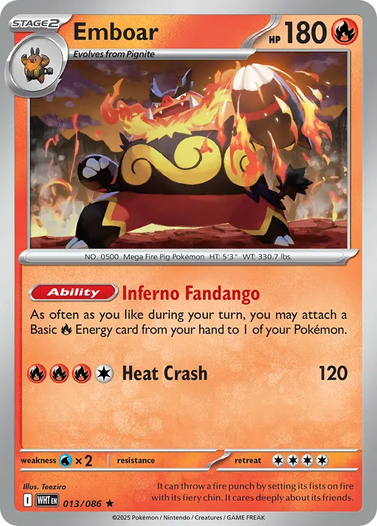 Emboar White Flare Pokemon card
