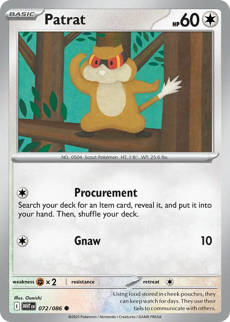 Patrat White Flare Pokemon card
