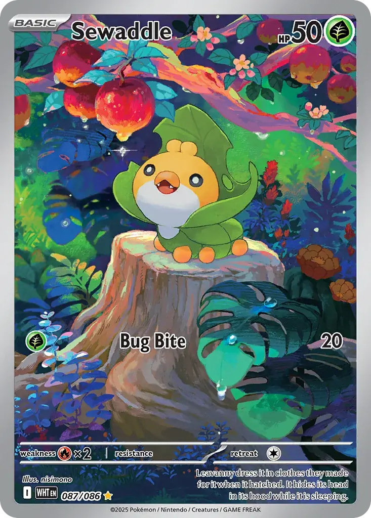 Sewaddle White Flare Pokemon card