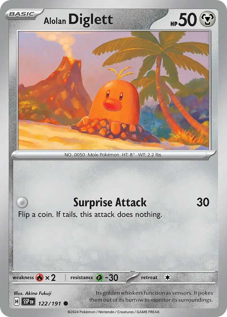 Alolan Diglett Surging Sparks Pokemon card
