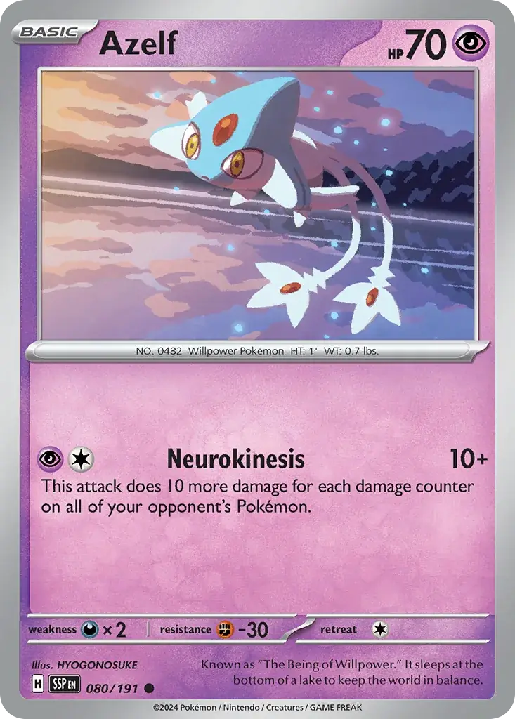 Azelf Surging Sparks Pokemon card