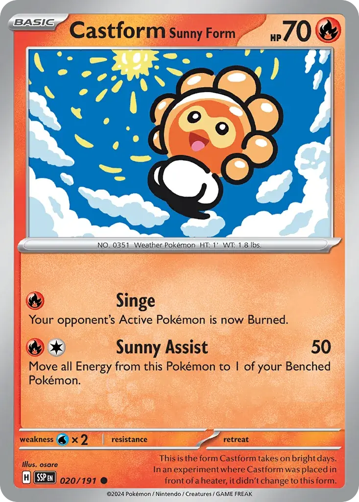 Castform Sunny Form Surging Sparks Pokemon card
