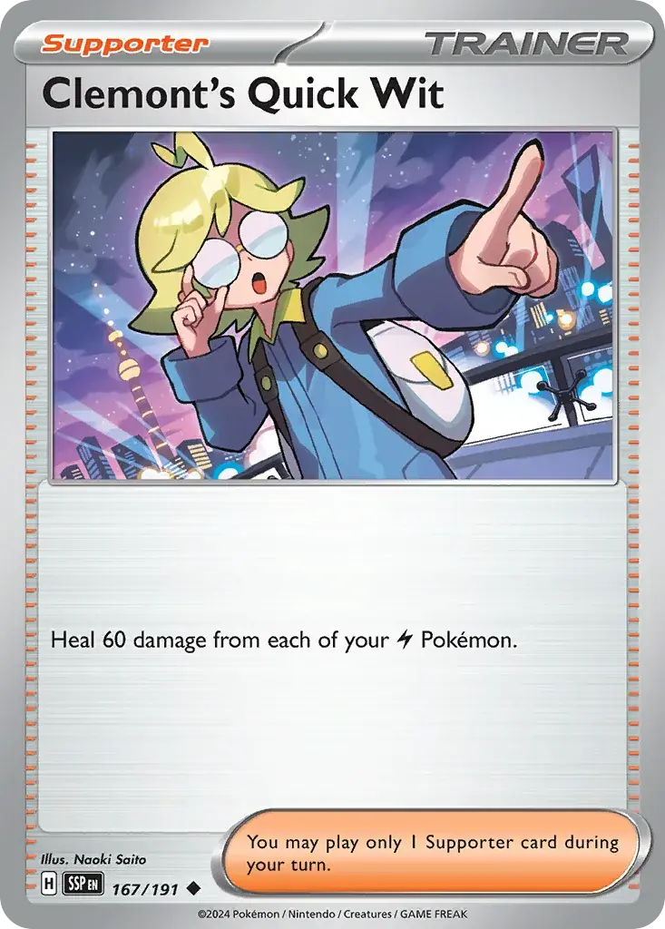 Clemont's Quick Wit Surging Sparks Pokemon card