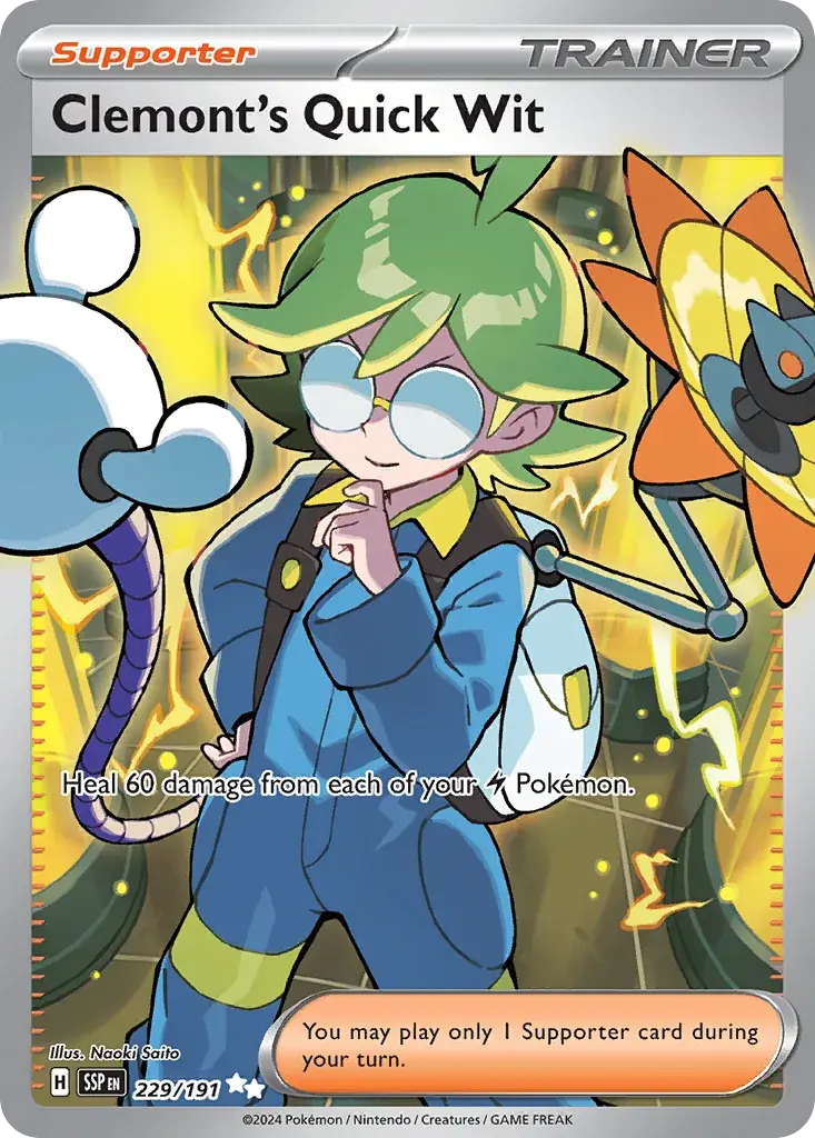 Clemont's Quick Wit Surging Sparks Pokemon card