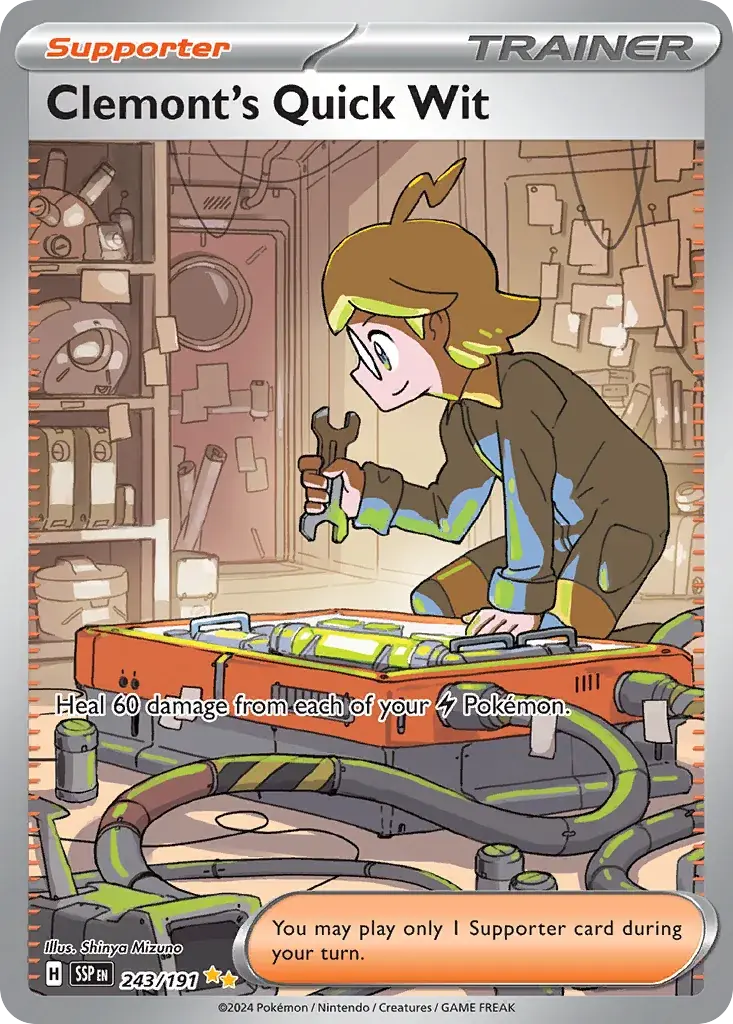 Clemont's Quick Wit Surging Sparks Pokemon card