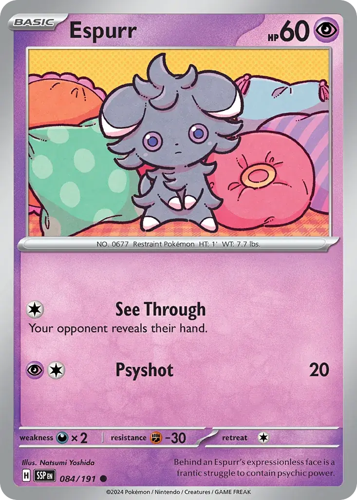 Espurr Surging Sparks Pokemon card