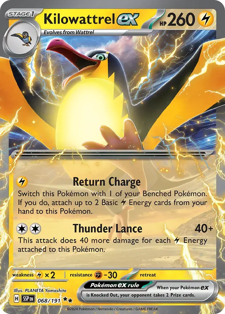 Kilowattrel ex Surging Sparks Pokemon card