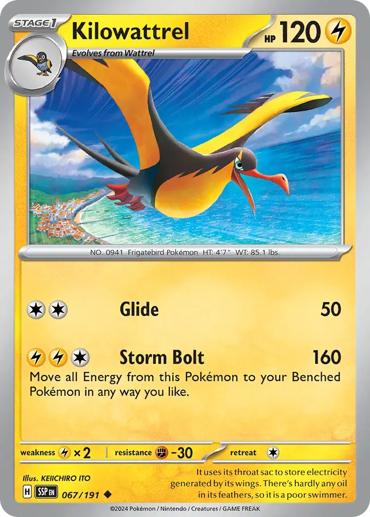 Kilowattrel Surging Sparks Pokemon card
