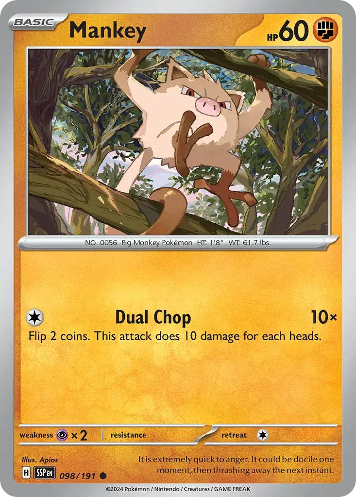 Mankey Surging Sparks Pokemon card