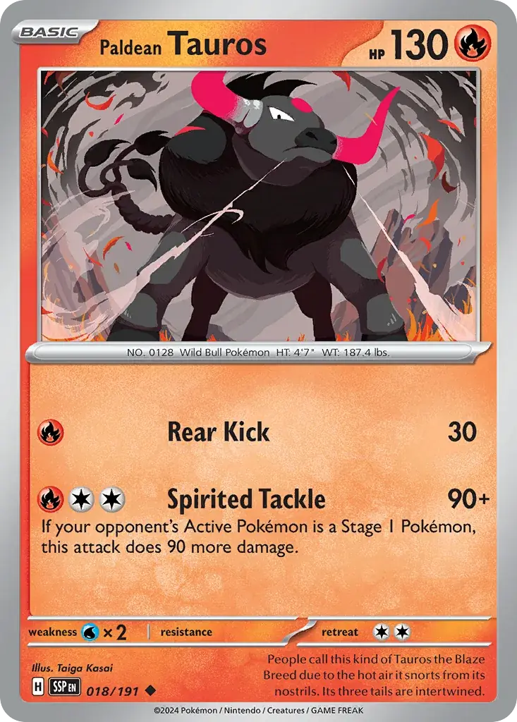 Paldean Tauros Surging Sparks Pokemon card