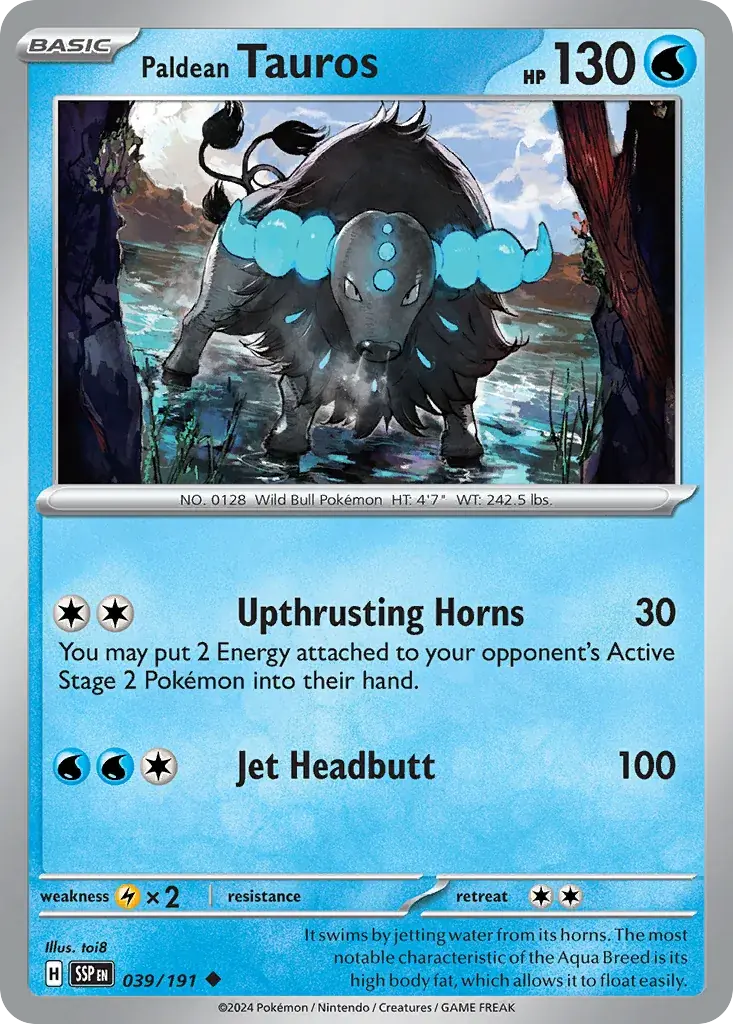 Paldean Tauros Surging Sparks Pokemon card