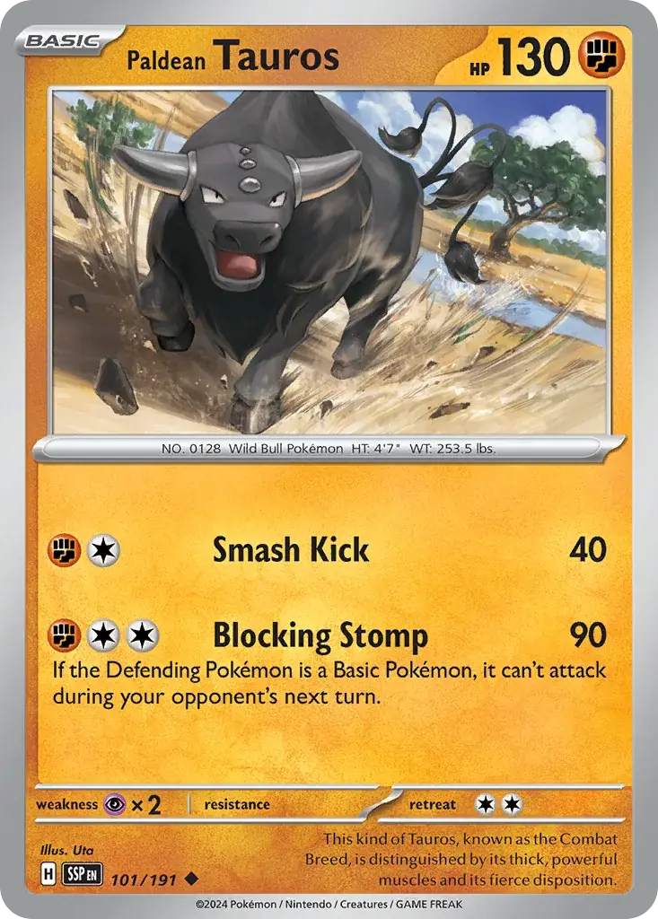 Paldean Tauros Surging Sparks Pokemon card