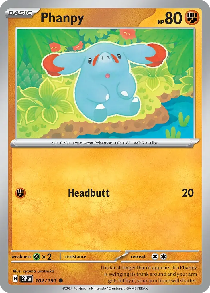 Phanpy Surging Sparks Pokemon card
