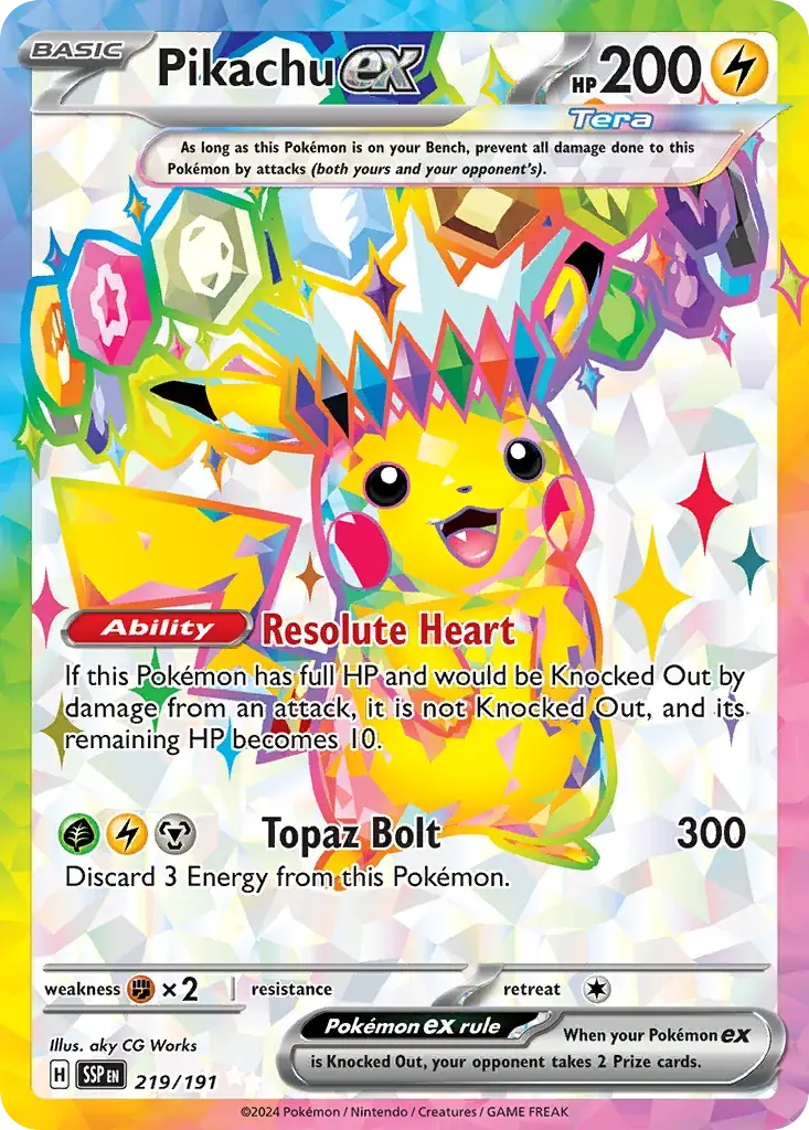Pikachu ex Surging Sparks Pokemon card