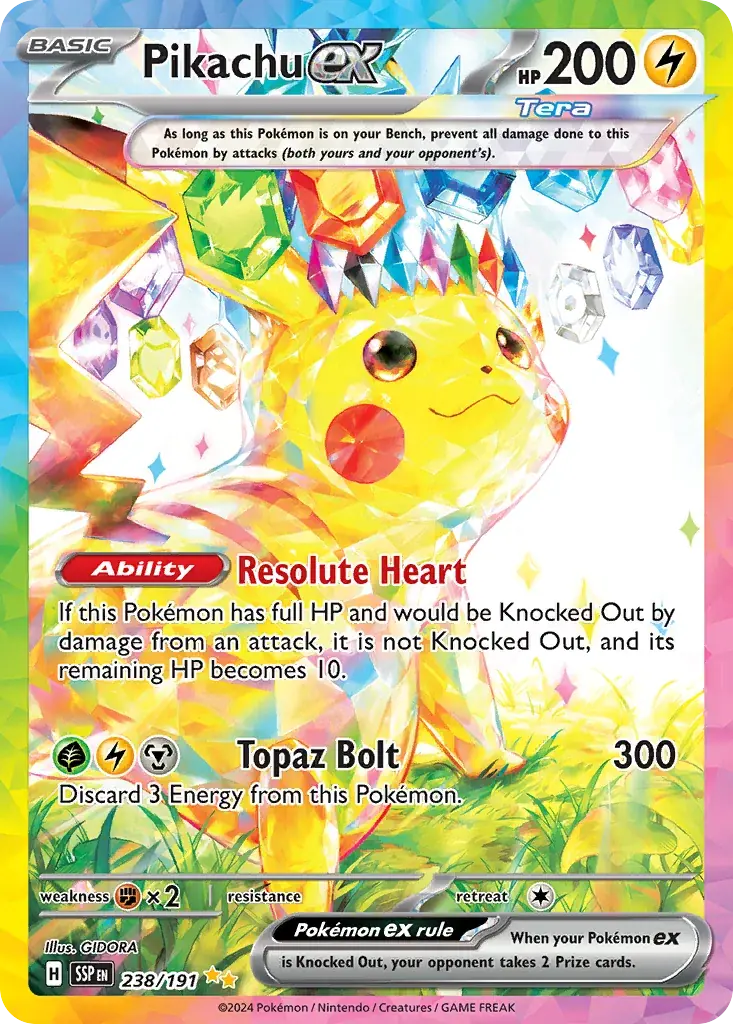 Pikachu ex Surging Sparks Pokemon card