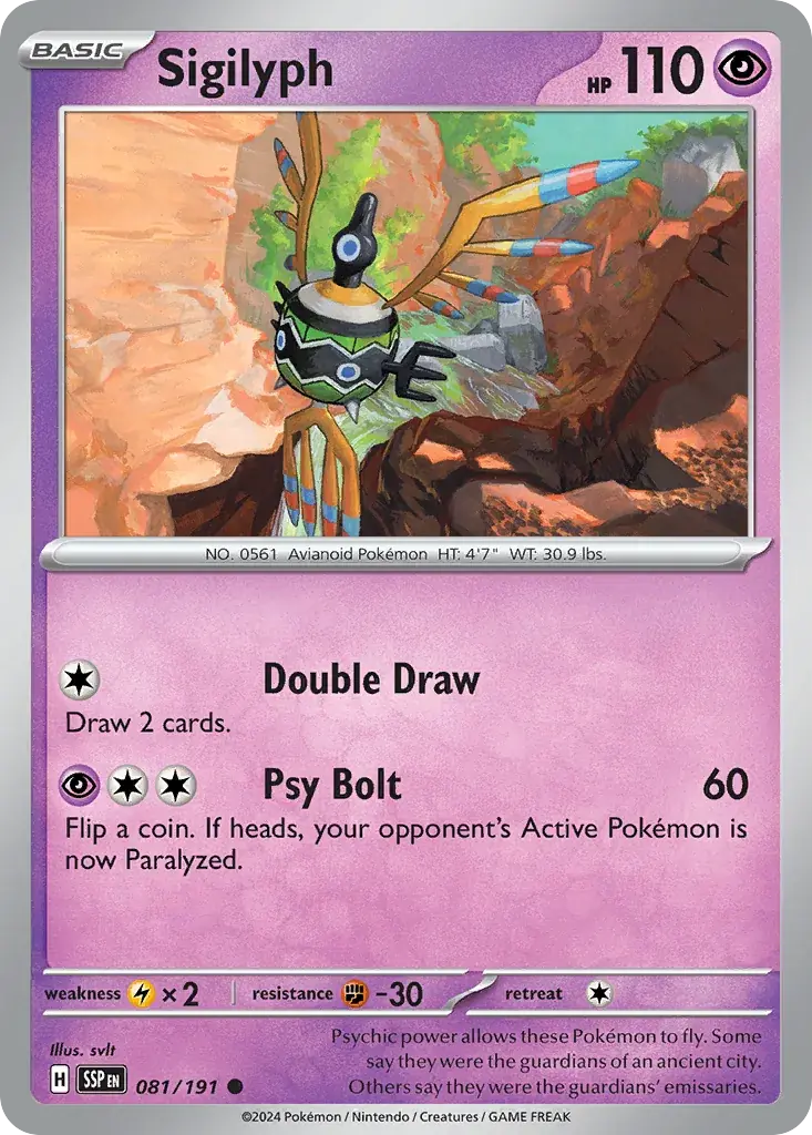 Sigilyph Surging Sparks Pokemon card